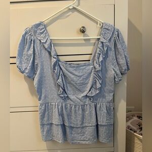 Blue size medium SO juniors ruffle tiered eyelet blouse
